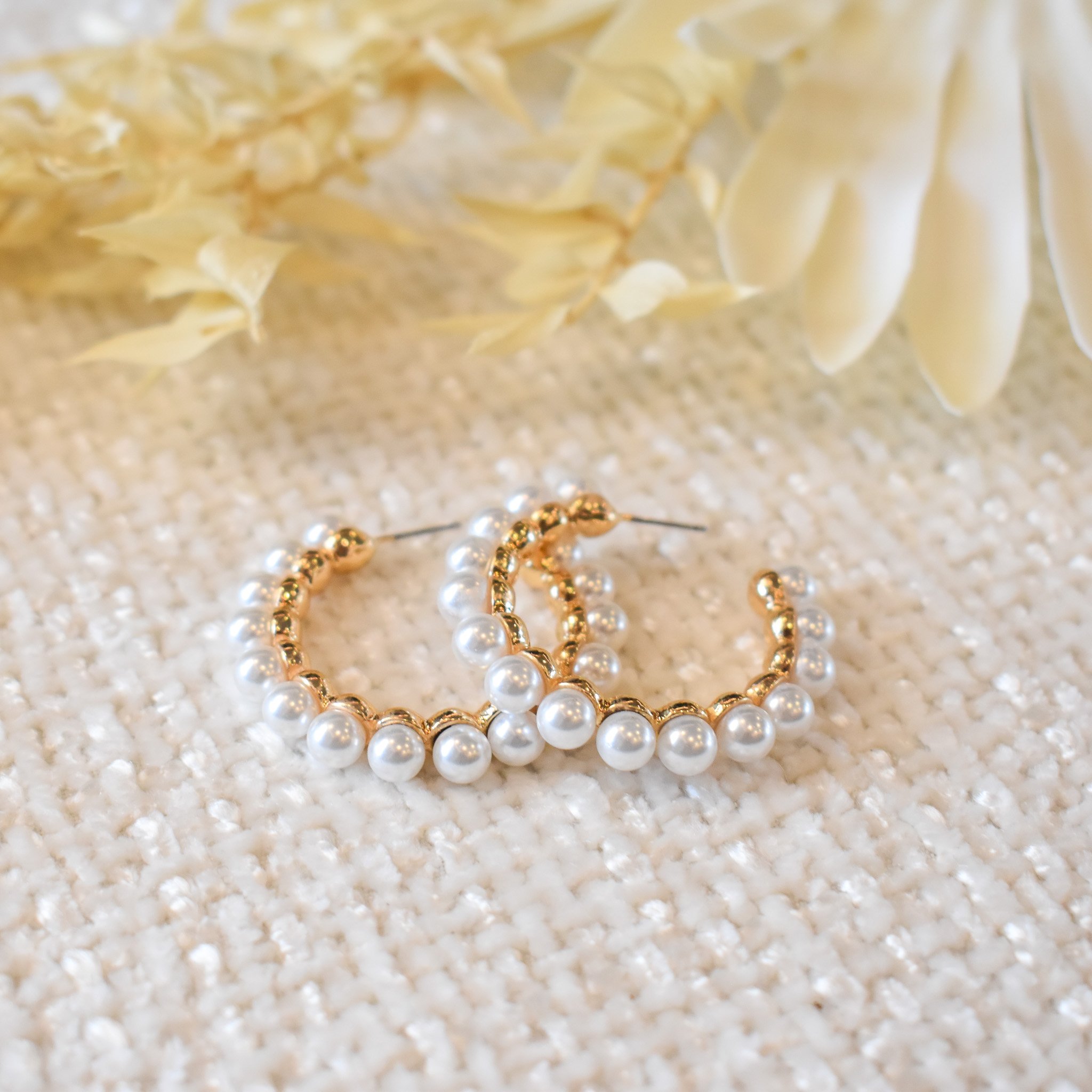 Southern Style Pearl Hoops