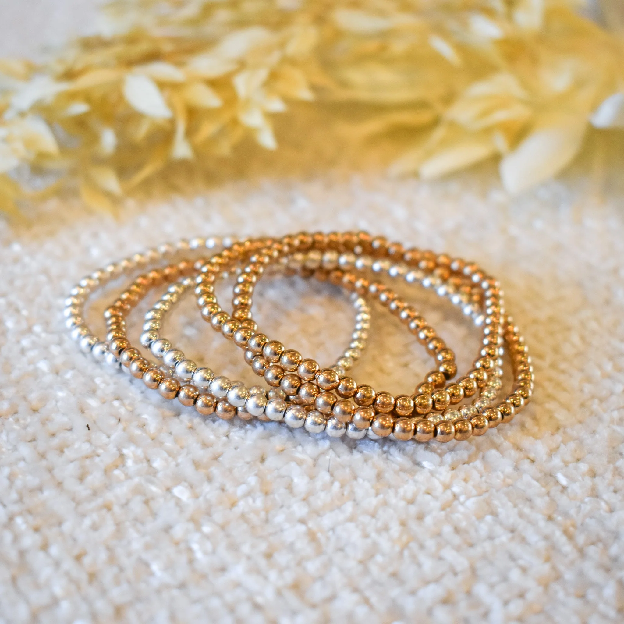 Two Toned Beaded Bracelet Stack