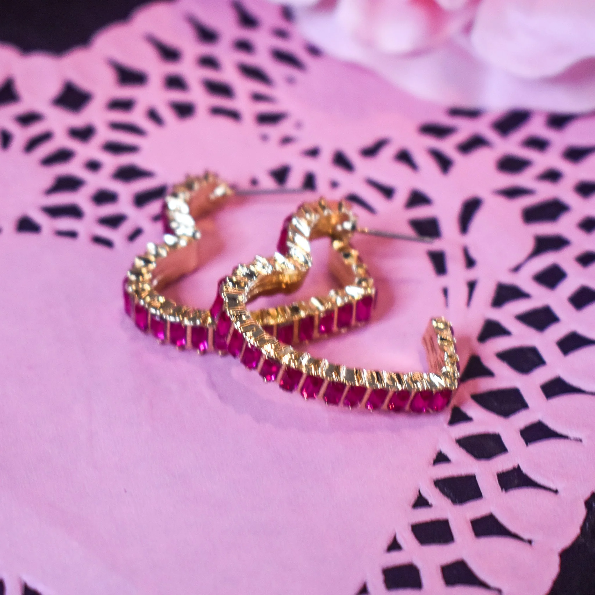 Fuchsia Crystal Open Heart