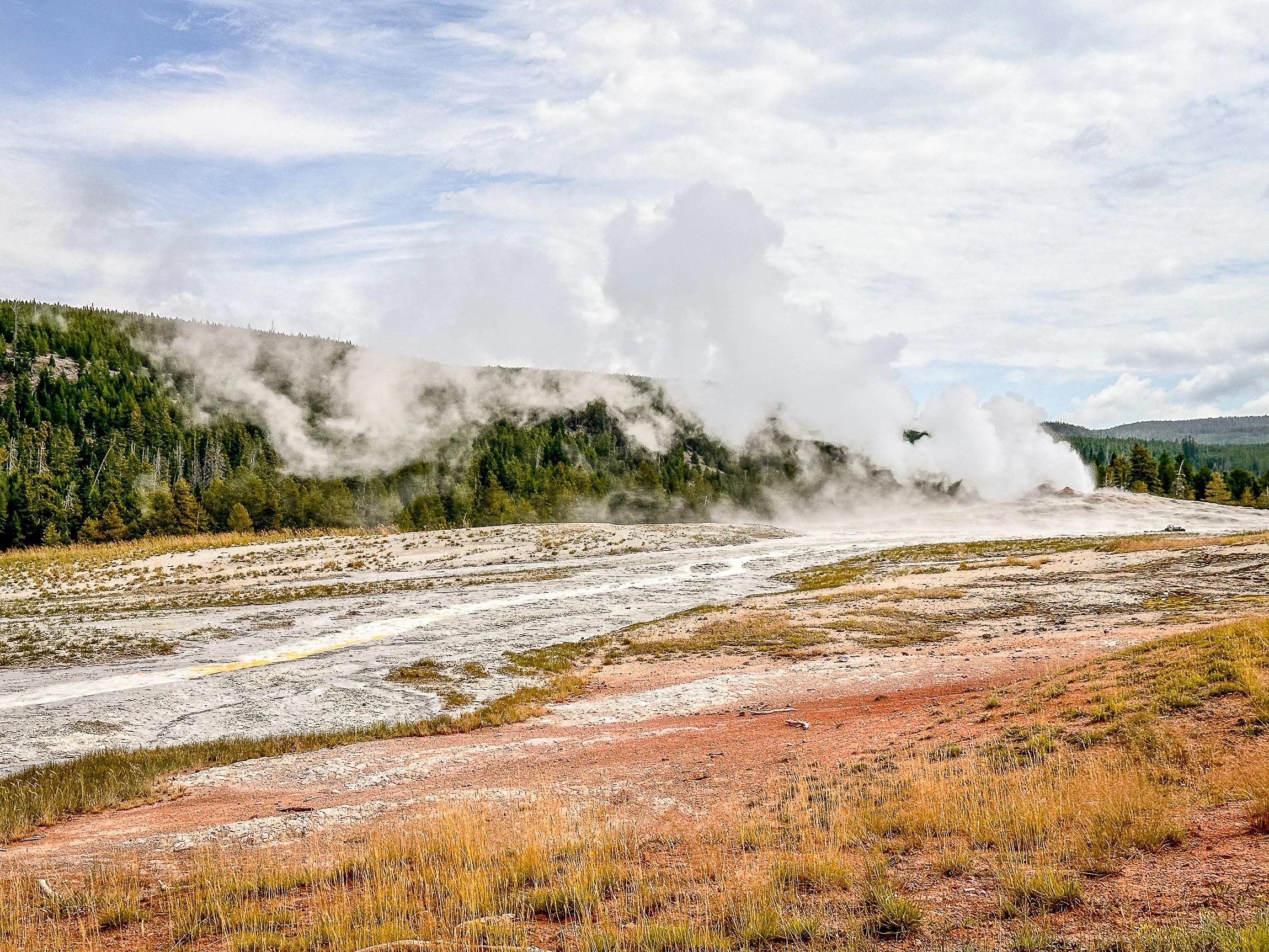 Steam coming out of a geothermal feature in Yellowstone National Park. 