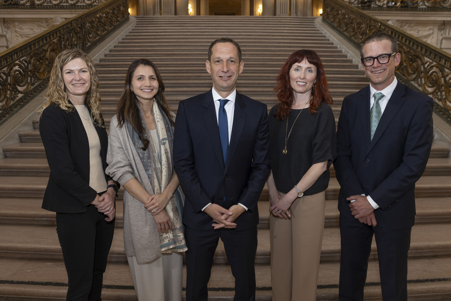 Mike Hyams stands with Mayor Daniel Lurie and SPUR colleagues