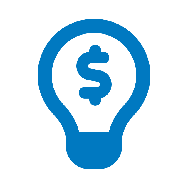 symbol of a lightbulb with a dollar sign