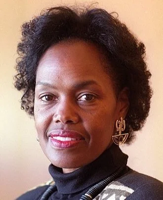 Person wearing earrings and a patterned top shown against a plain background.