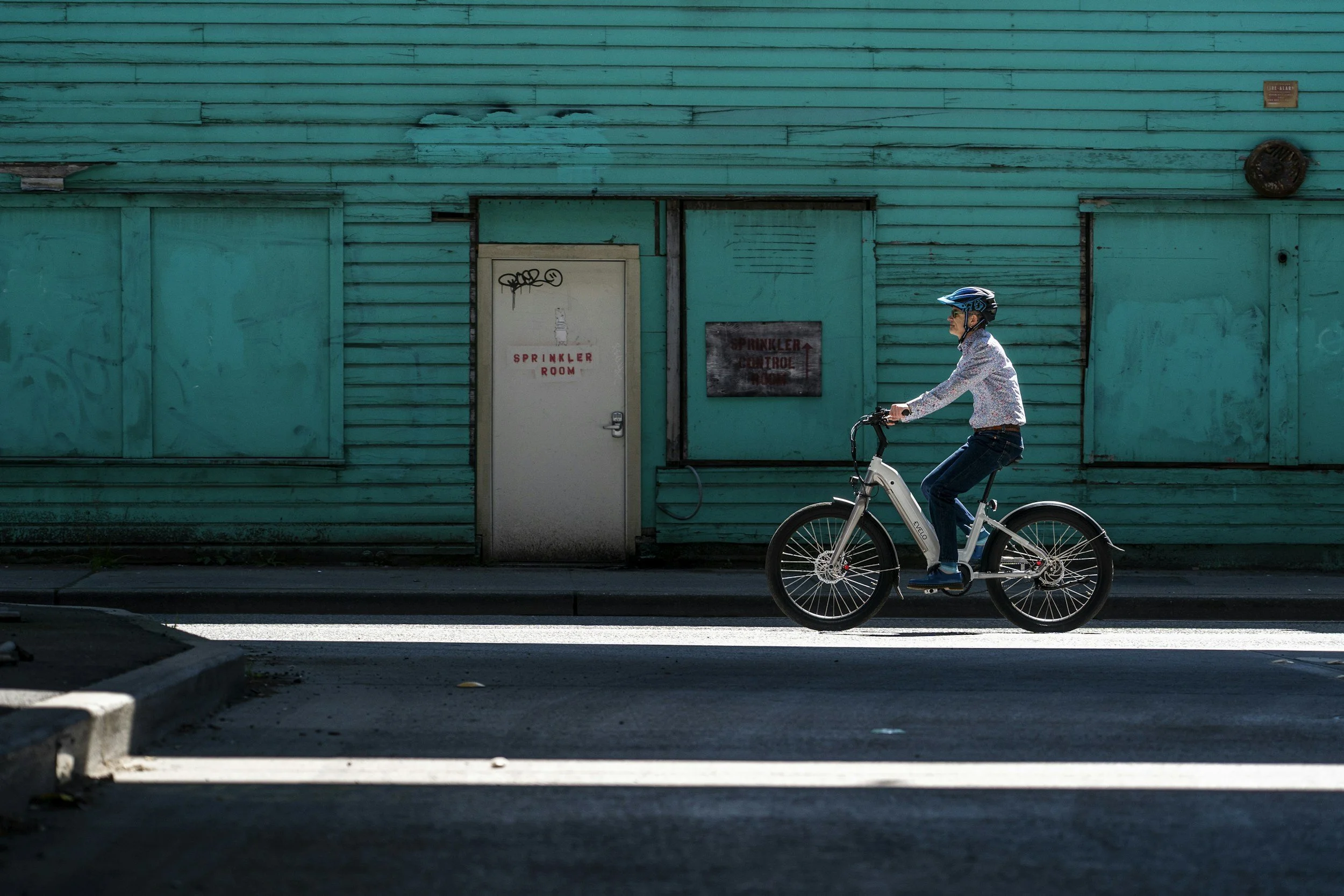 A person using an e-bike.