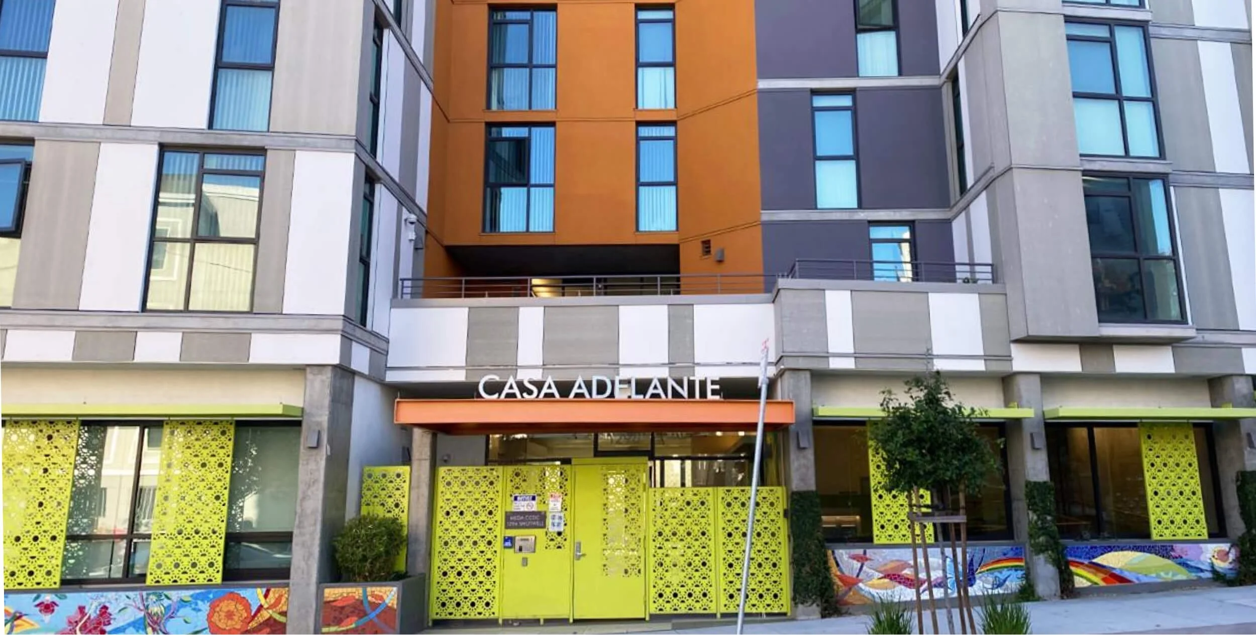 An apartment building called “Casa Adelante.”