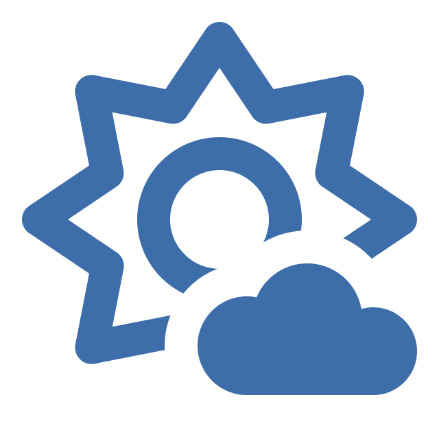 A graphic of the sun with a cloud in front of it.