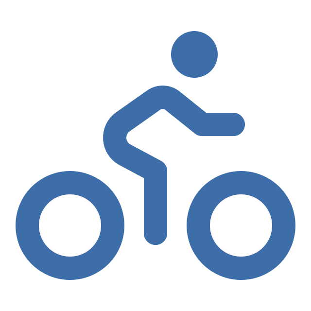 A graphic of a person riding a bike.
