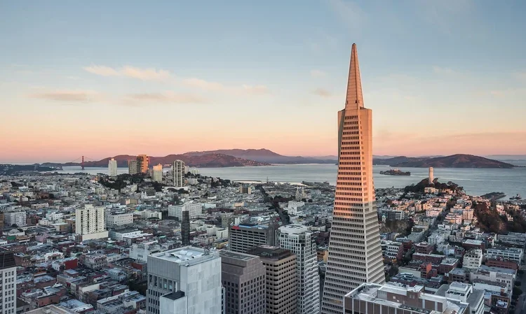 Aerial photograph of the Transamerica Pyramid building