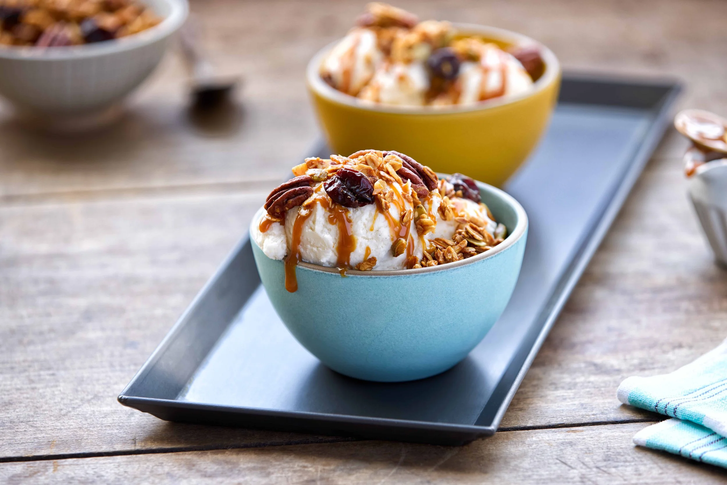 Cherry Pecan Granola as ice cream topping, no refined sugar, gluten free