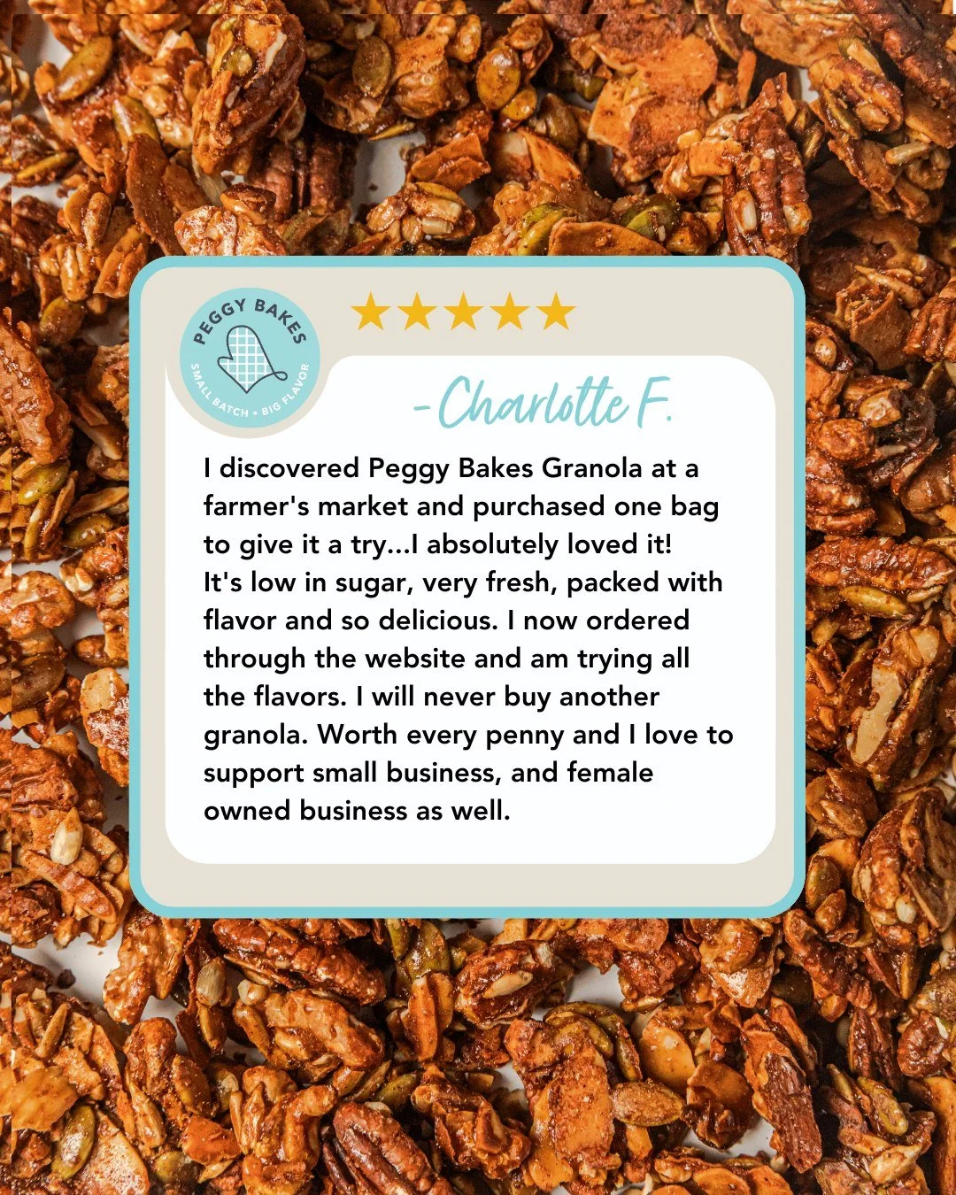 Charlotte did it right: one bag &rarr; immediate obsession &rarr; now she&rsquo;s trying every flavor like it&rsquo;s her life mission.
Want holiday-ready granola? Order by Dec. 16 for ground delivery.
Be like Charlotte. 💛

Shop here: https://www.pe
