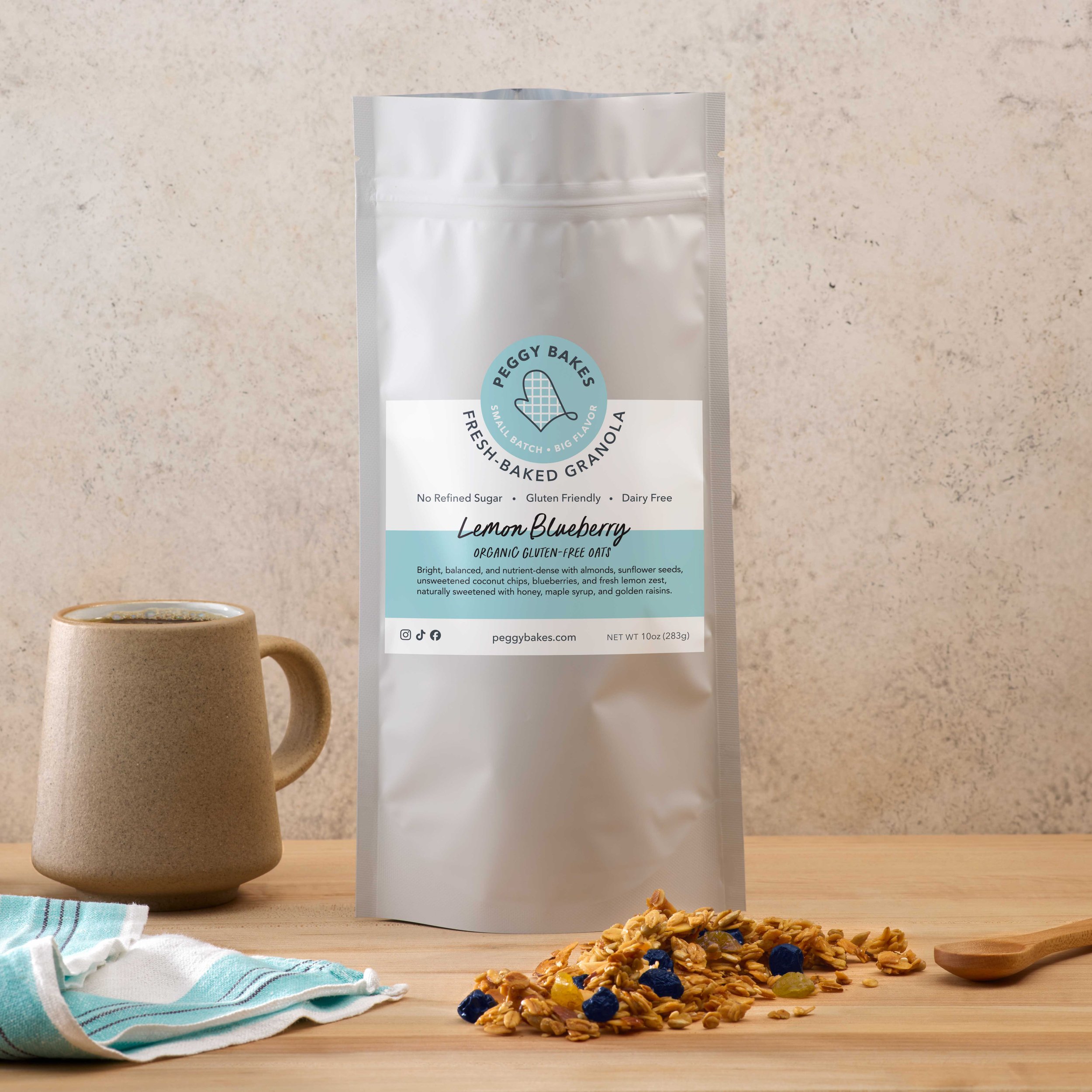 Lemon Blueberry Granola, Gluten Free, No Refined Sugar, Raw Honey, Healthy Snack, Fresh Lemon Zest