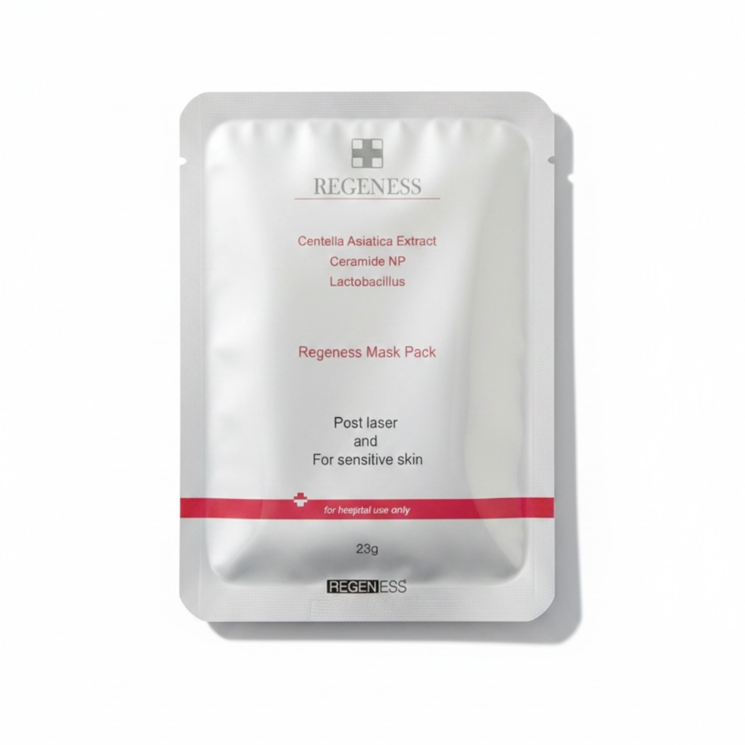REGENESS Moisture Mask Pack single sheet mask sachet formulated with Ceramide NP, Centella Asiatica, and Lactobacillus.