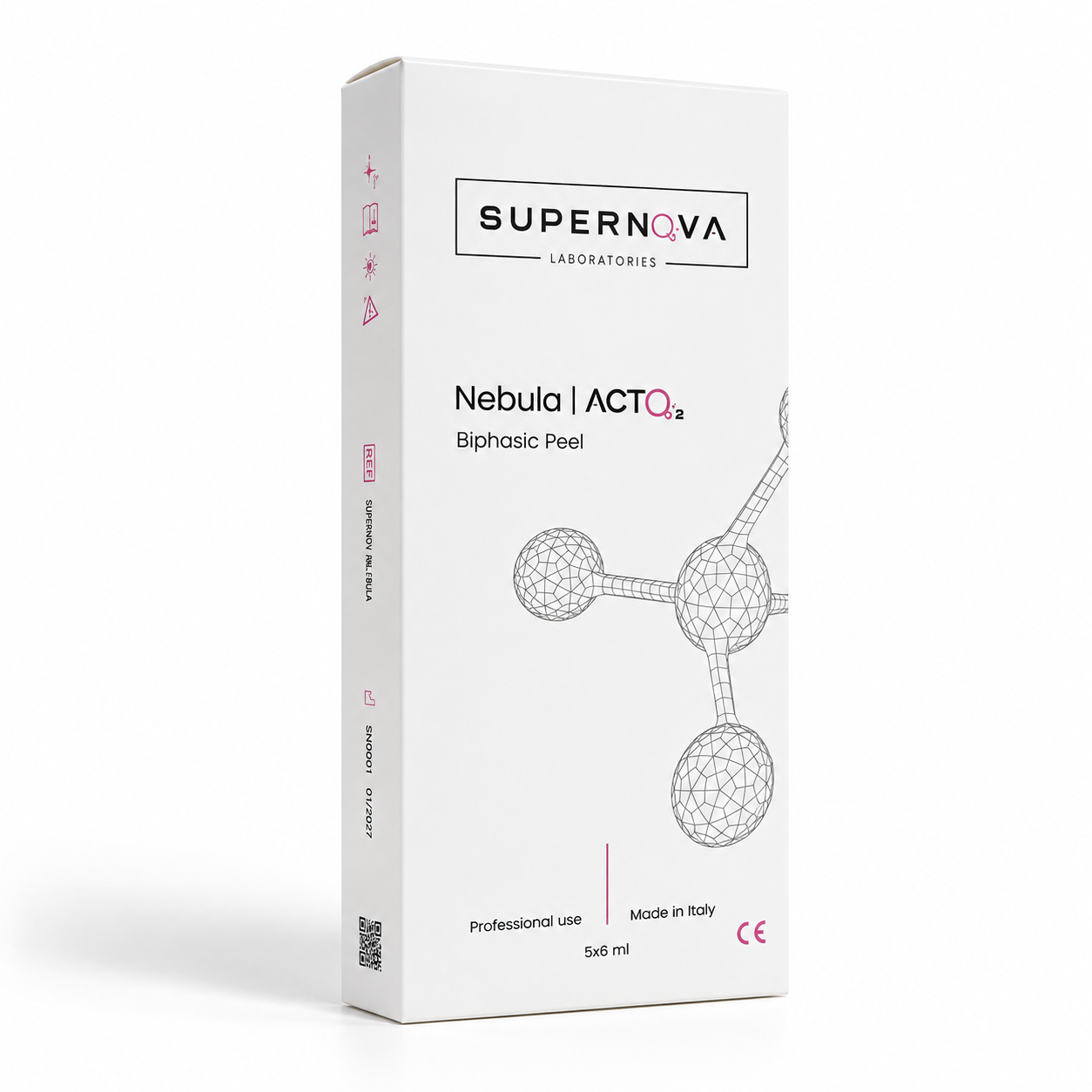 Supernova Laboratories Nebula ACTO2 Italian biphasic chemical TCA peel packaging with molecular design, 5 × 6 mL professional kit