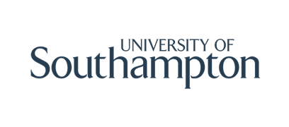 University of Southampton logo with text in blue and black on a black background