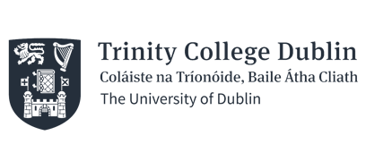 Trinity College Dublin logo with shield and text in English and Irish.