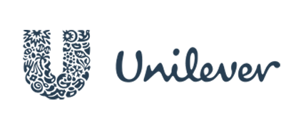 Unilever logo with a blue 'U' made up of various small icons, followed by the word 'Unilever'.