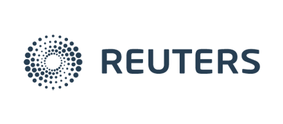 Reuter's logo with a blue circular design made of dots and the word 'REUTERS' in uppercase letters.