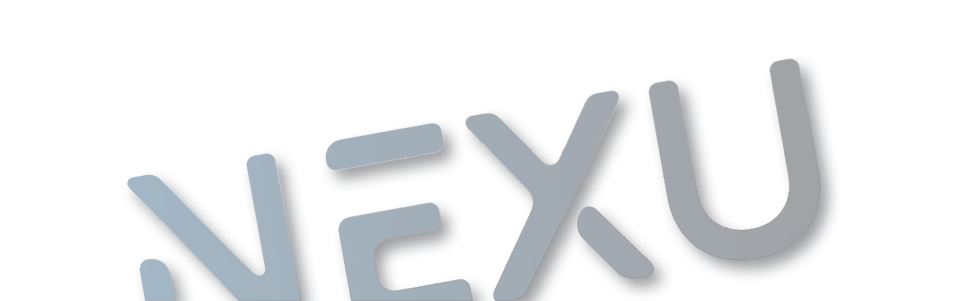 Close-up of a stylized banner with the words 'NEXU' in large, dark-colored letters.