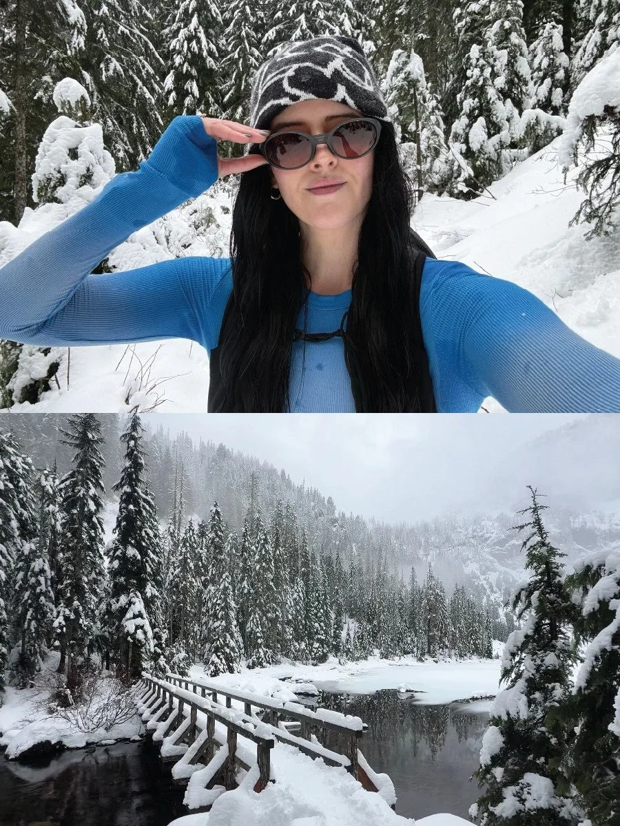 selfie vs hike: pnw winter edition ⊹ ࣪ ˖
