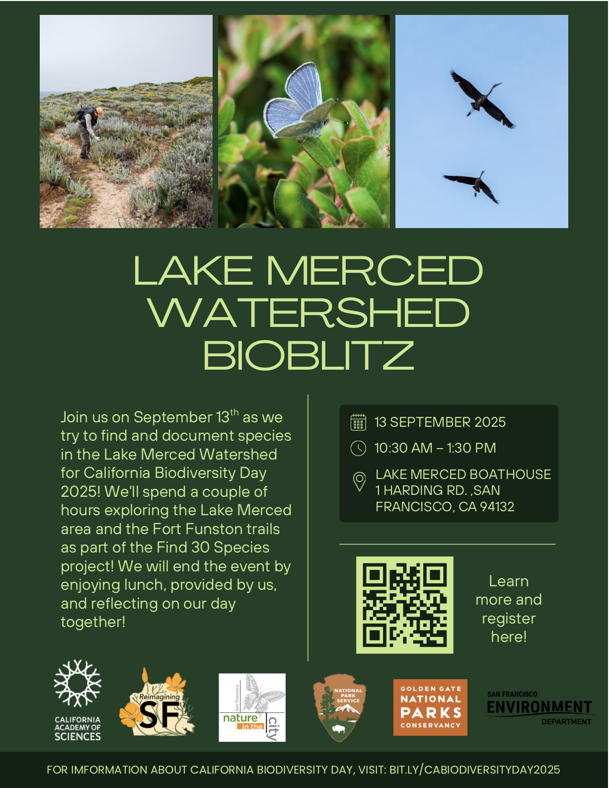 California Biodiversity Day Lake Merced Watershed Bioblitz