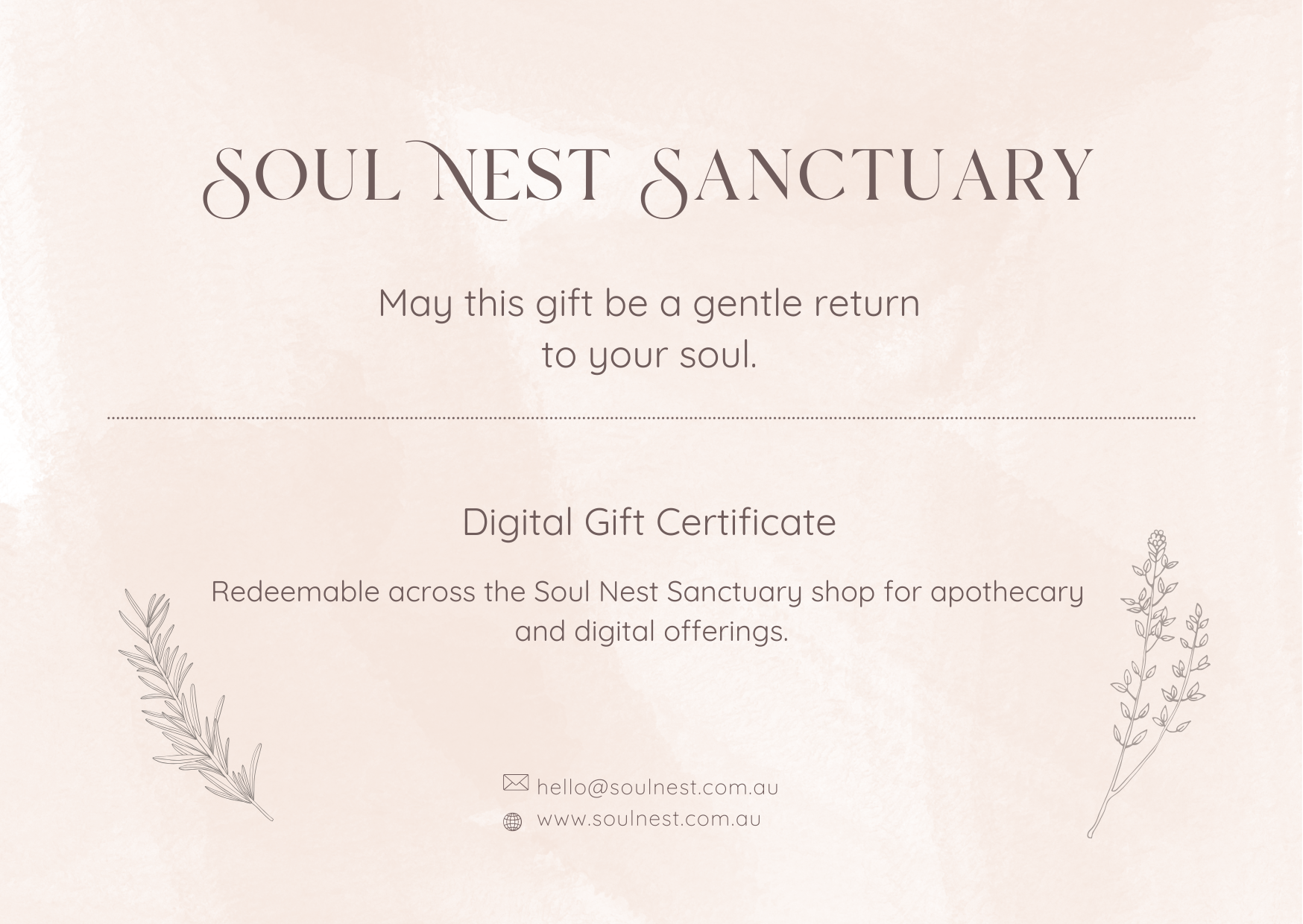 Soul Nest Sanctuary Gift Card