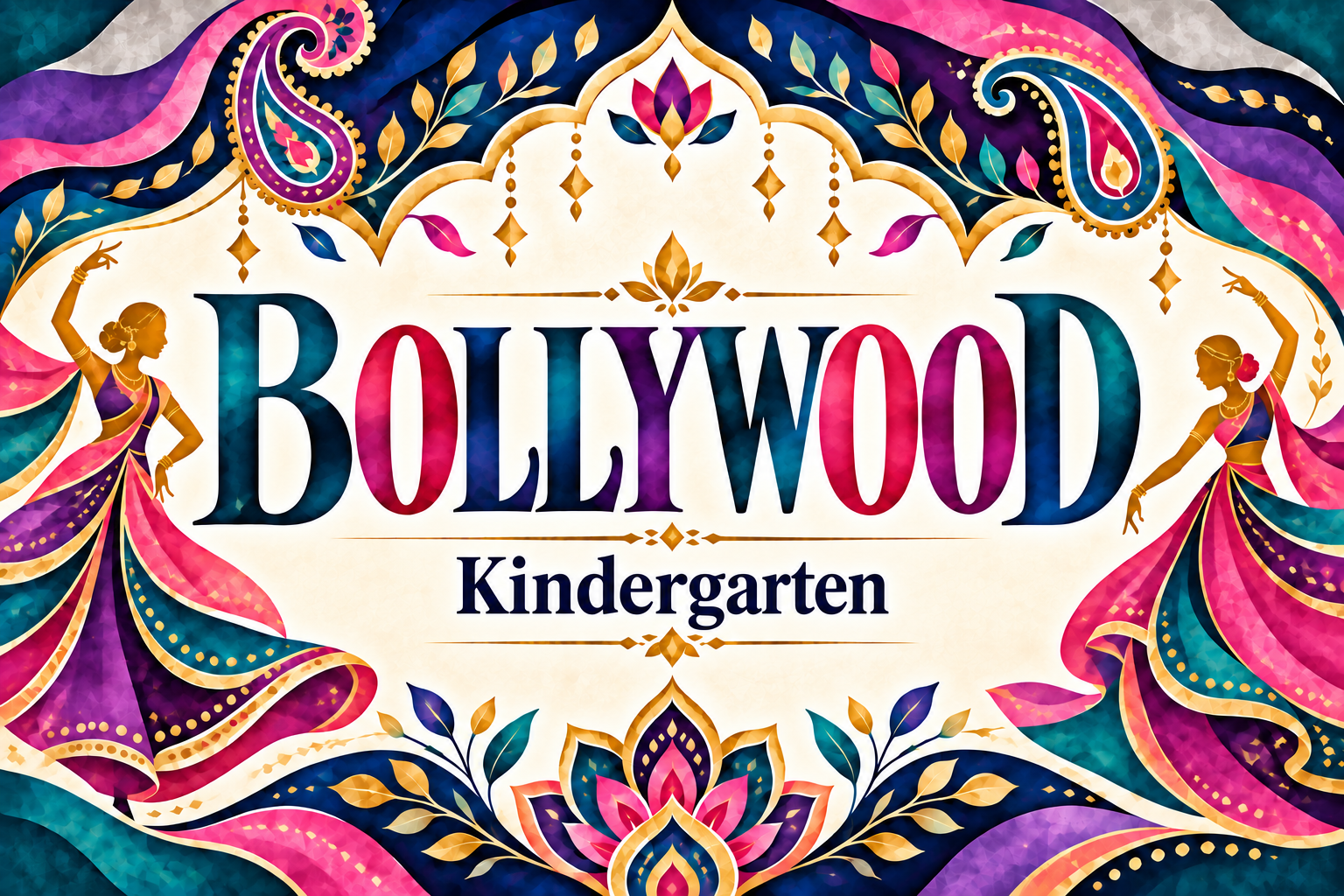 Bollywood Kindergarten Sign with Golden Dancers-1(1).png