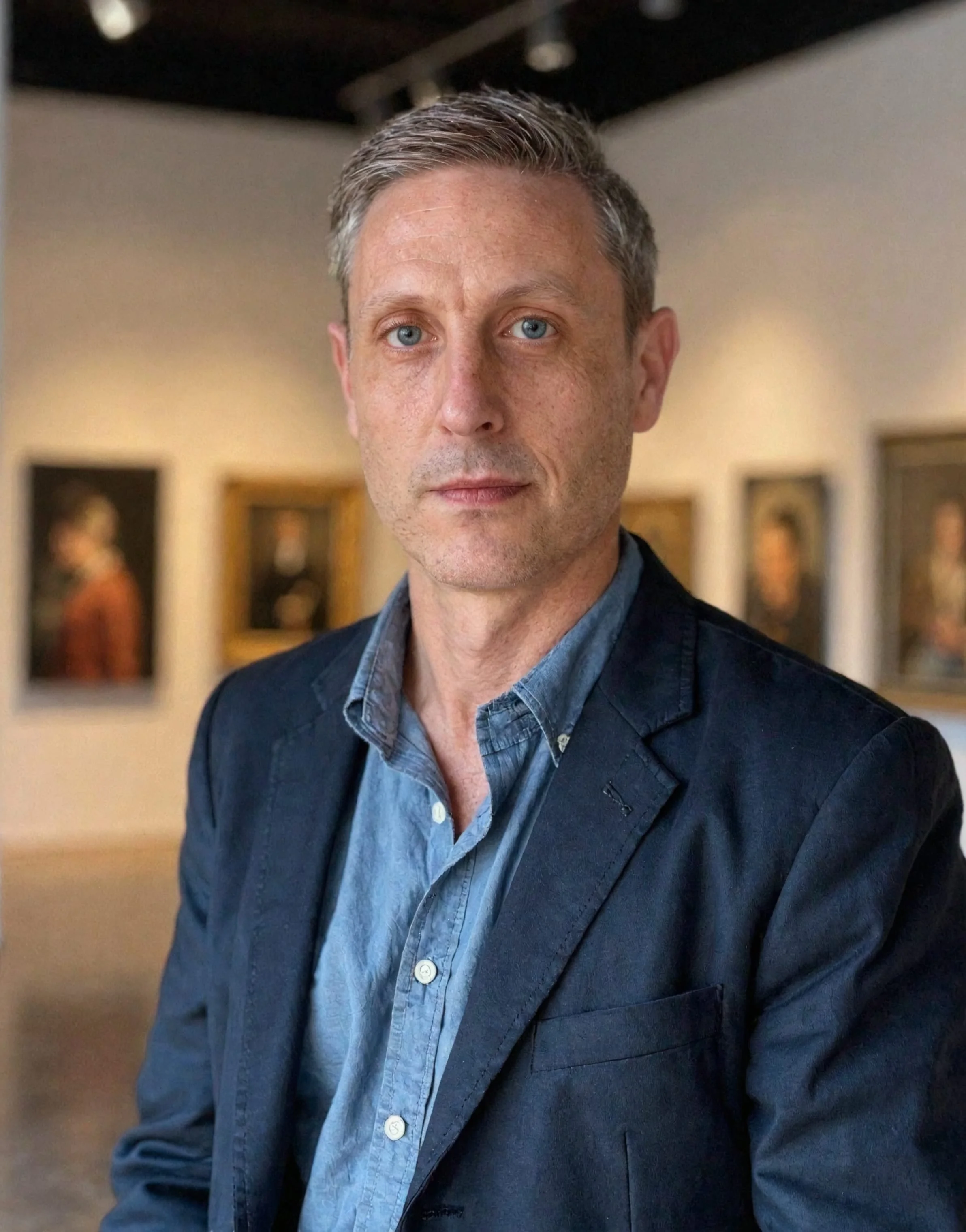 Expert LSAT Tutor Douglas Lawrence wearing a casual blazer in a museum