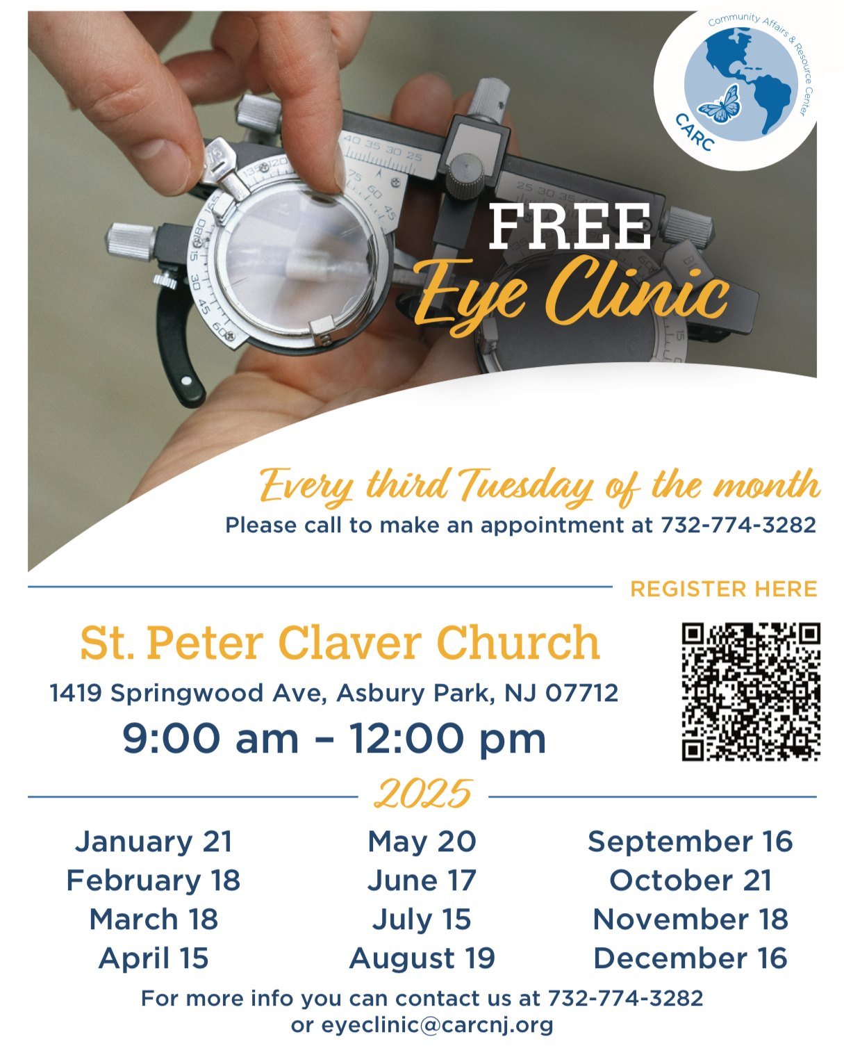 👀Free eye exams 👀
Glasses prescriptions
Eye health consultations
No insurance? No problem! We are here to help everyone in the community.

✨ Spread the word! Tell your friends, family, and neighbors. Together, let&rsquo;s ensure everyone has access
