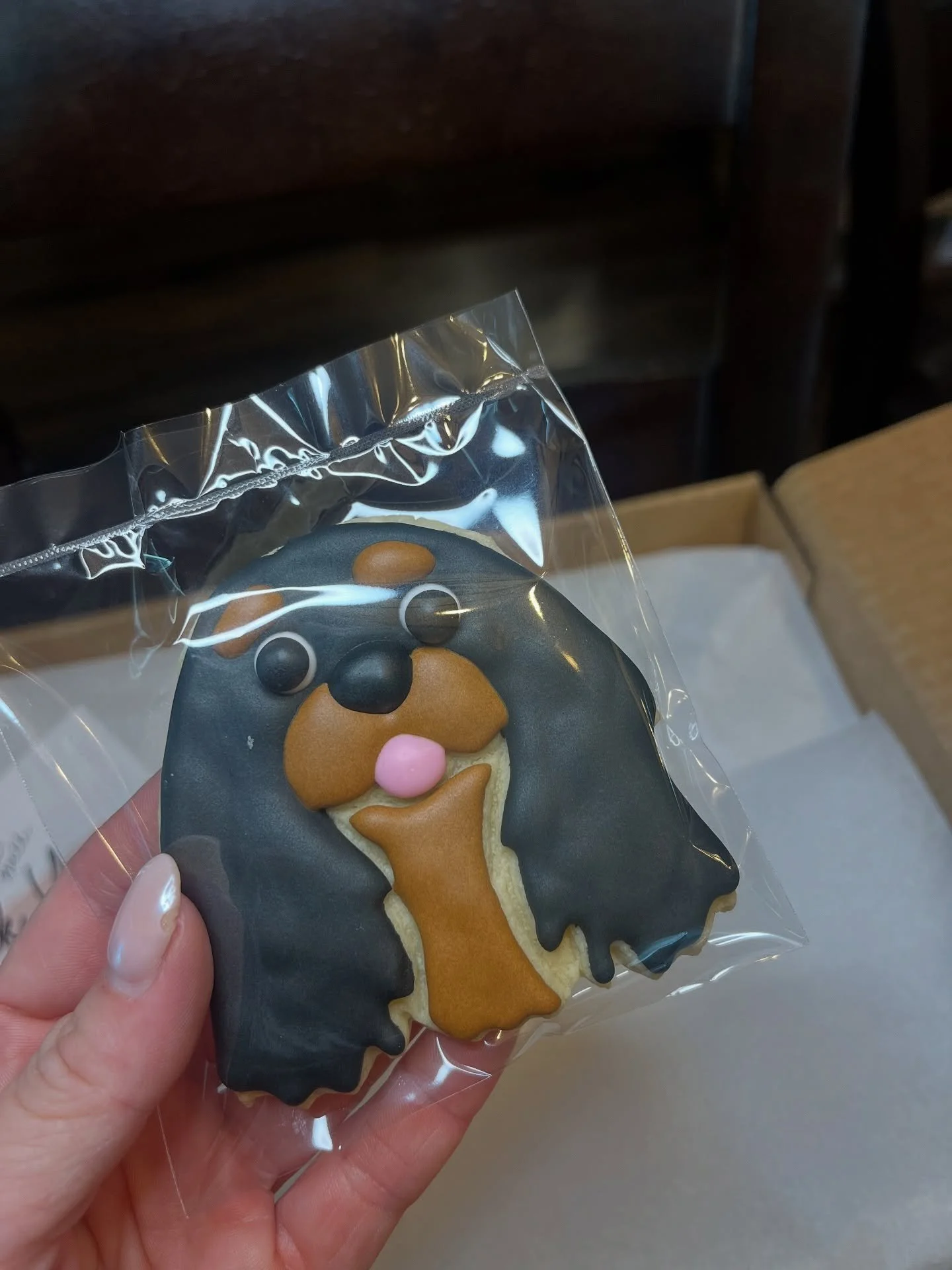 Happy anniversary to your pawrents @the.dash.cam!!

The dog cookies that started all the dog cookies. No better model!! 😍 

They are 10000% a trust the process cookie as you can see 😂 lots of layers go into them so they look as close to your best f
