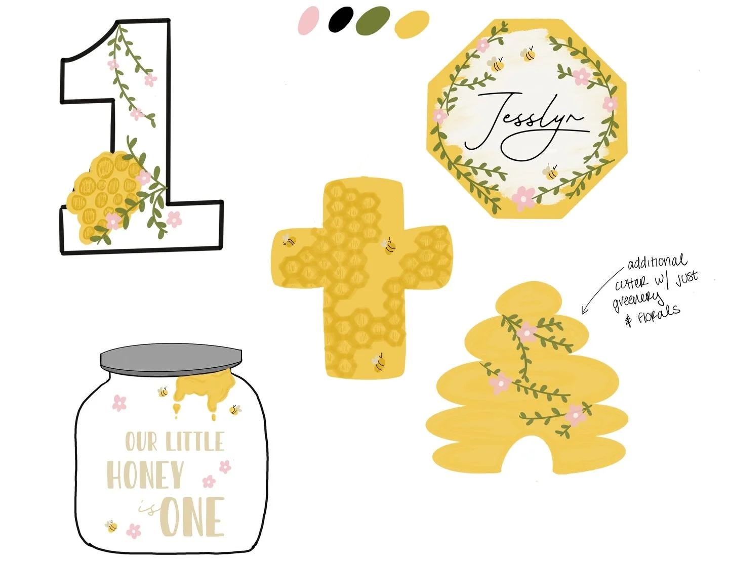 The vision drawings -> the cookies 😍😍
When placing a custom order, part of the process is sending over sketches for approval that represent as close as I can to the cookies I&rsquo;m going to create for you! This is an art, and takes a ton of ti