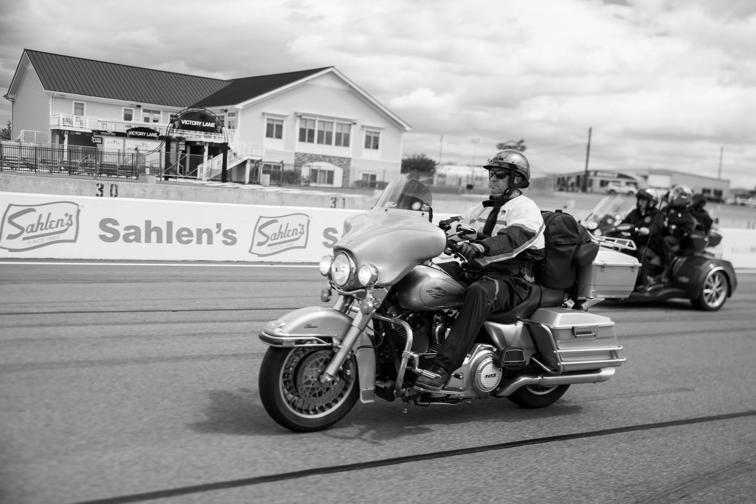 Charity Rider, "Rooster" Smith, takes on Watkins Glen International Raceway on the 2025 Kyle Petty Charity Ride Across America