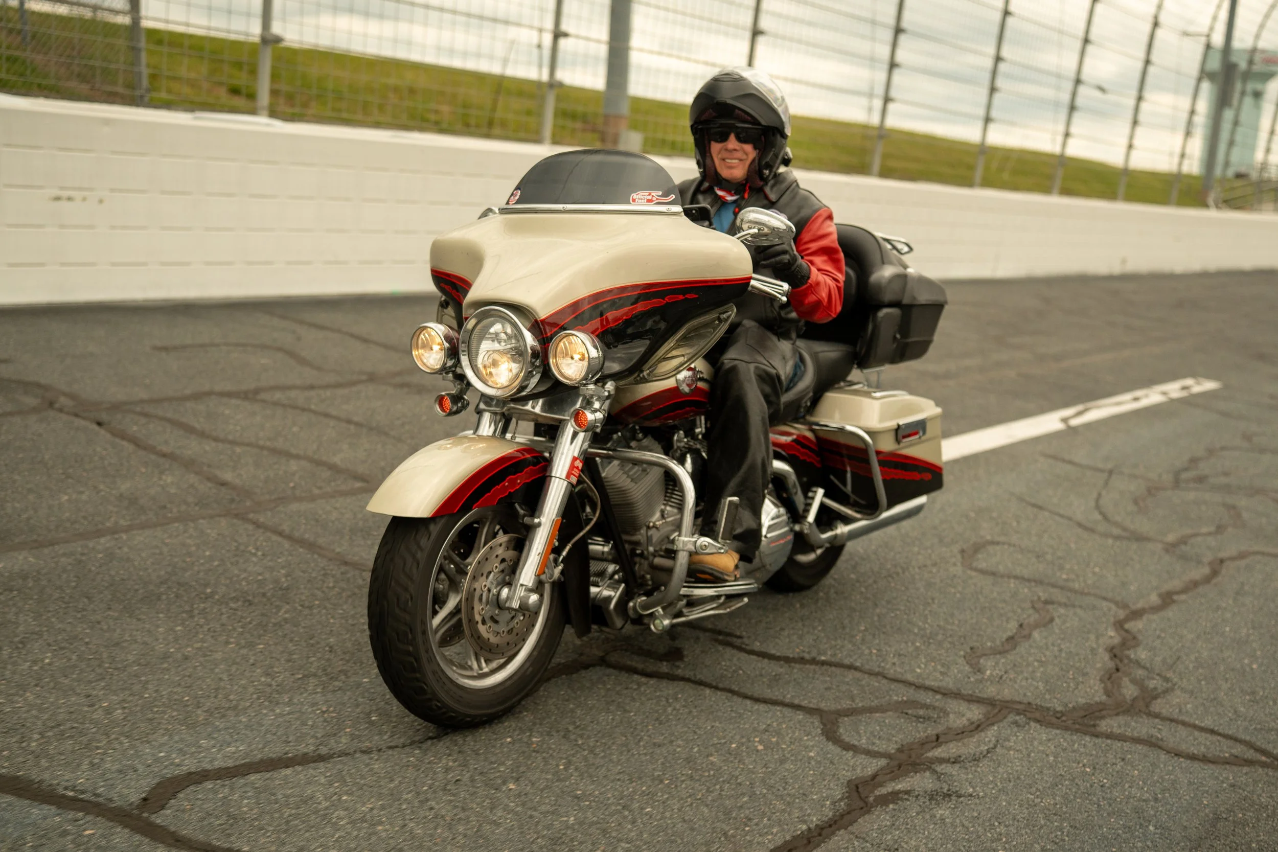Motorcycles take the track at Charlotte Motor Speedway on the 2026 Kyle Petty Charity Ride Across America
