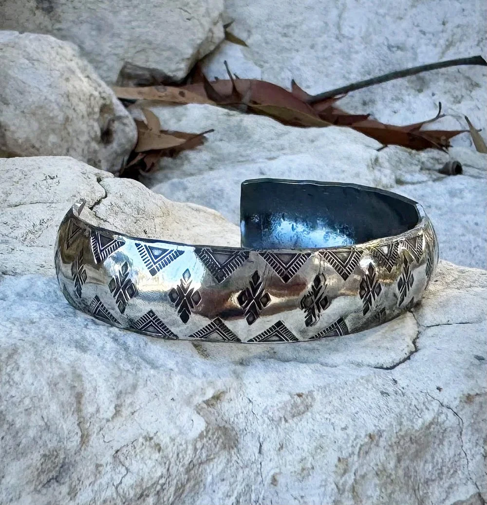 Pyramids Fine Silver Bangle