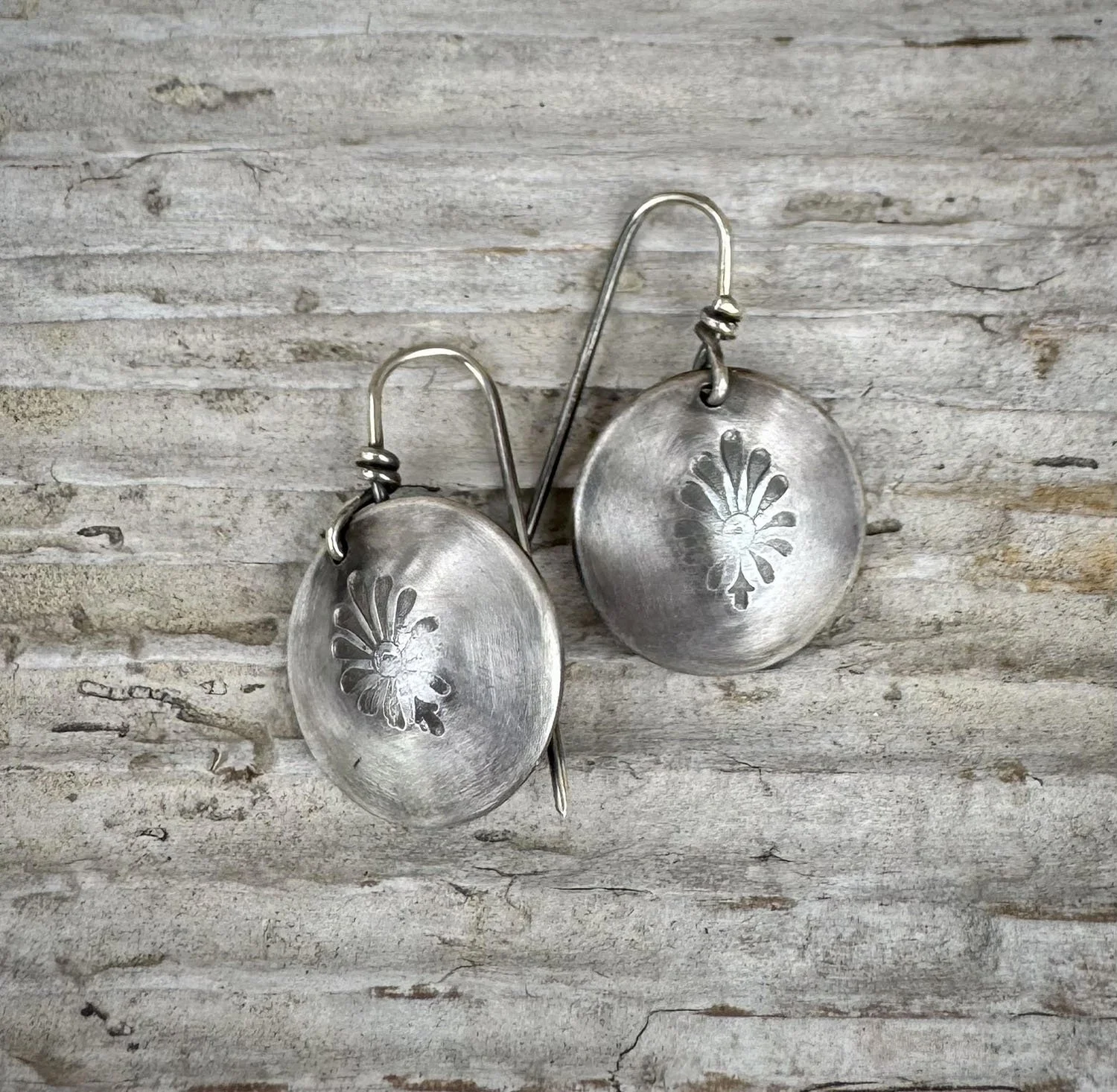 Fine Silver Fire Salamander Round Earrings