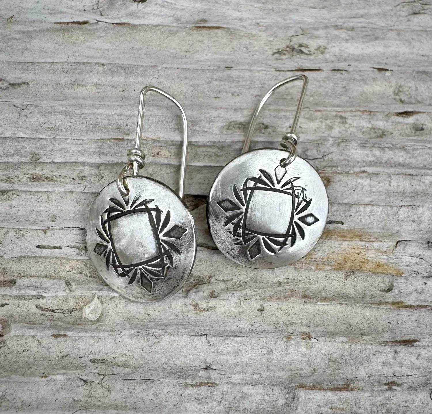 Fine Silver Floral Round Earrings