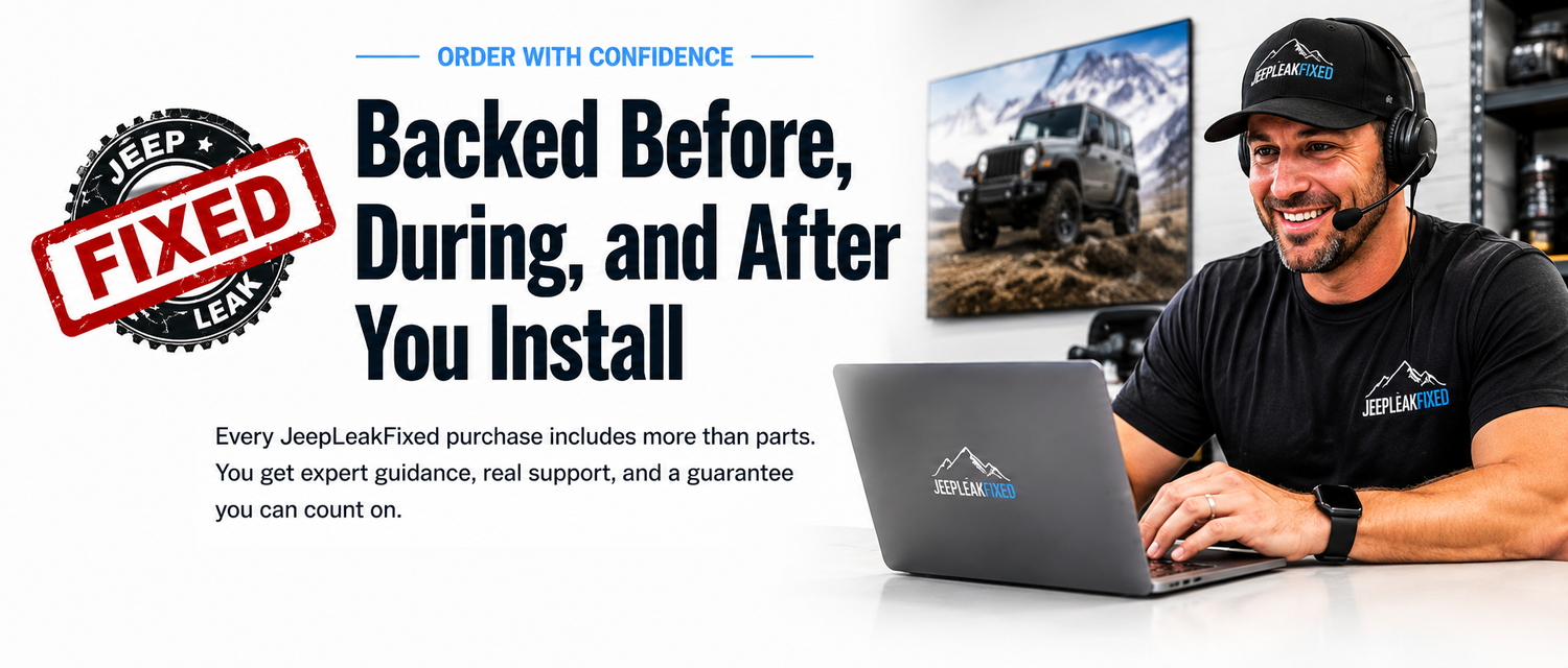 JeepLeakFixed order support backed before, during, and after installation