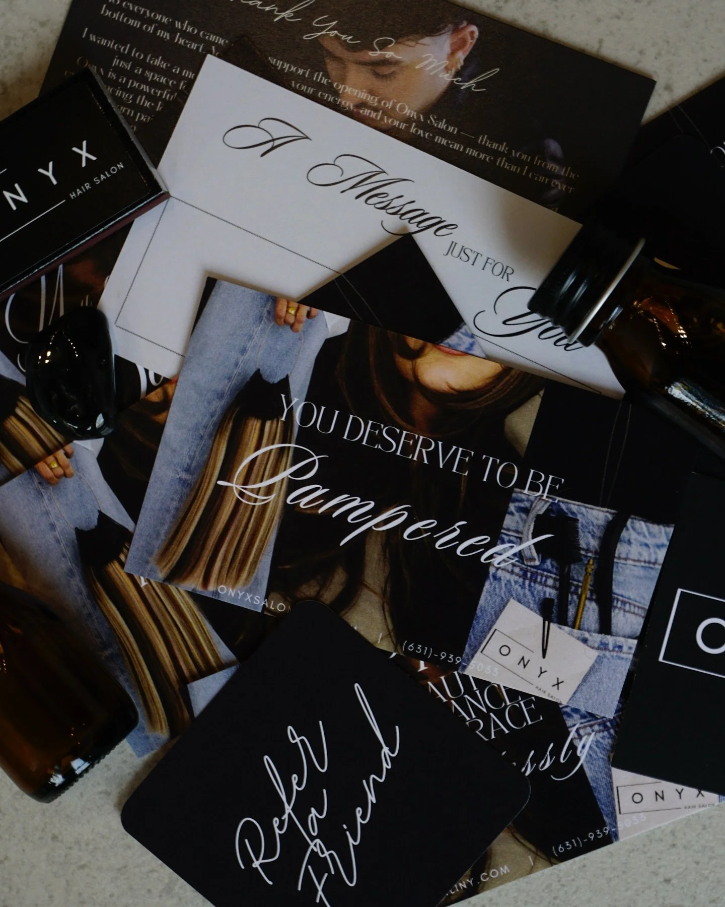 Every detail is designed with intention&mdash;from personalized affirmations to thoughtful referral cards and keepsakes. ✨
At Onyx, we don&rsquo;t just do hair&mdash;we create an experience that feels comforting, luxurious, and uniquely yours, even a
