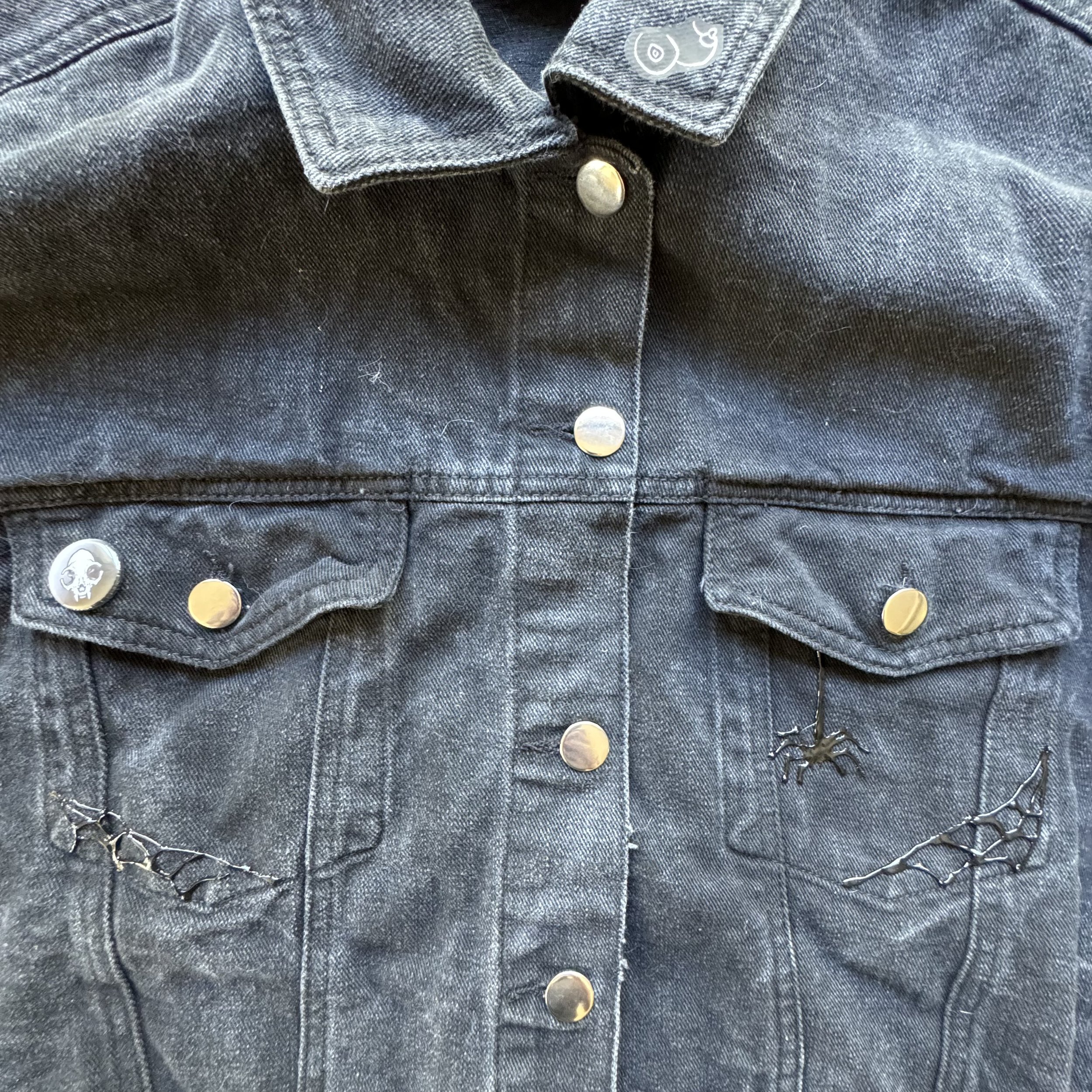 Black denim crop jacket women's XL