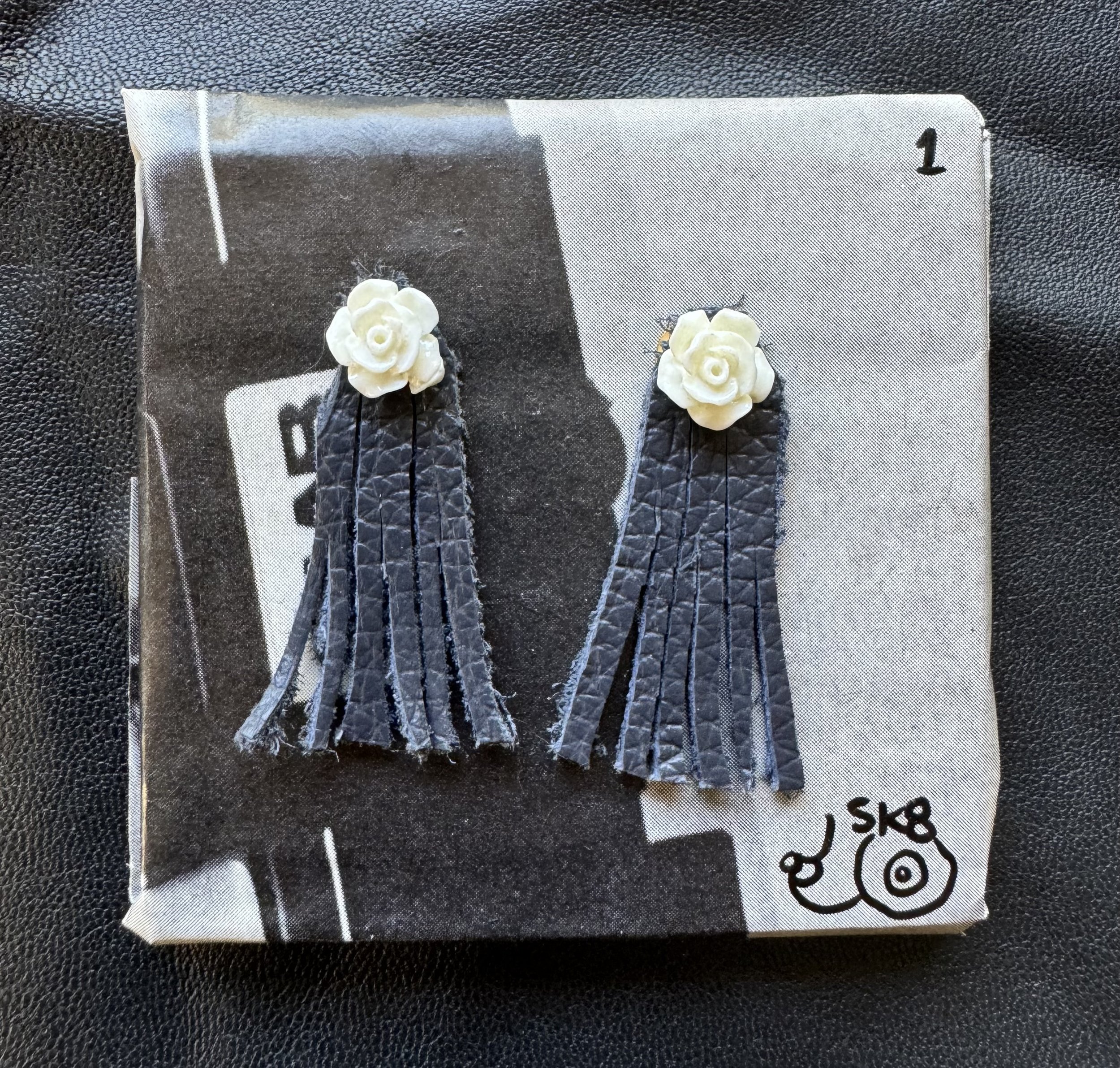 Leather Rose Earring