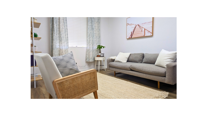 My in-person therapy space in Calabasas, with secure teletherapy available across California.