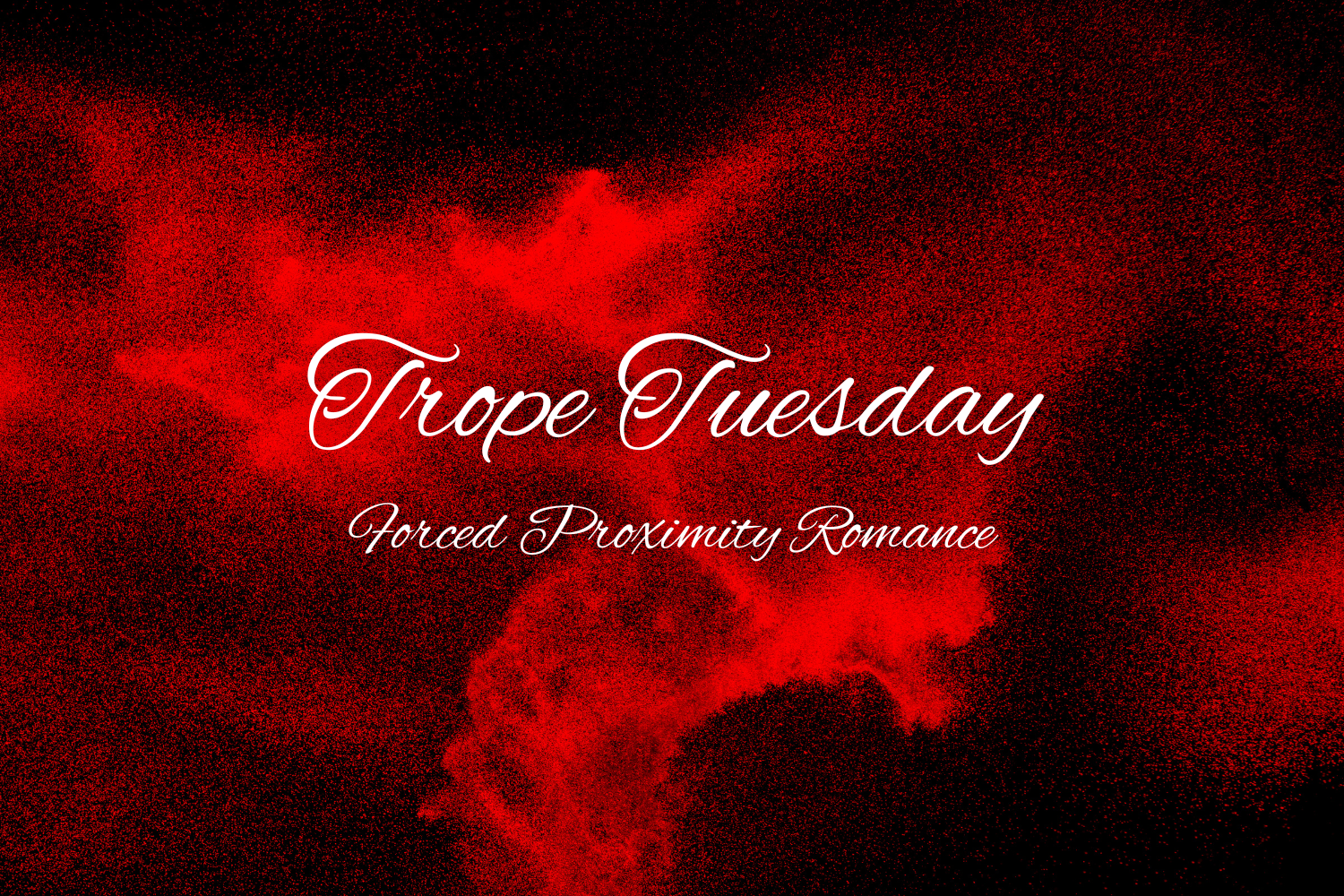 sparkly red and black background, white font