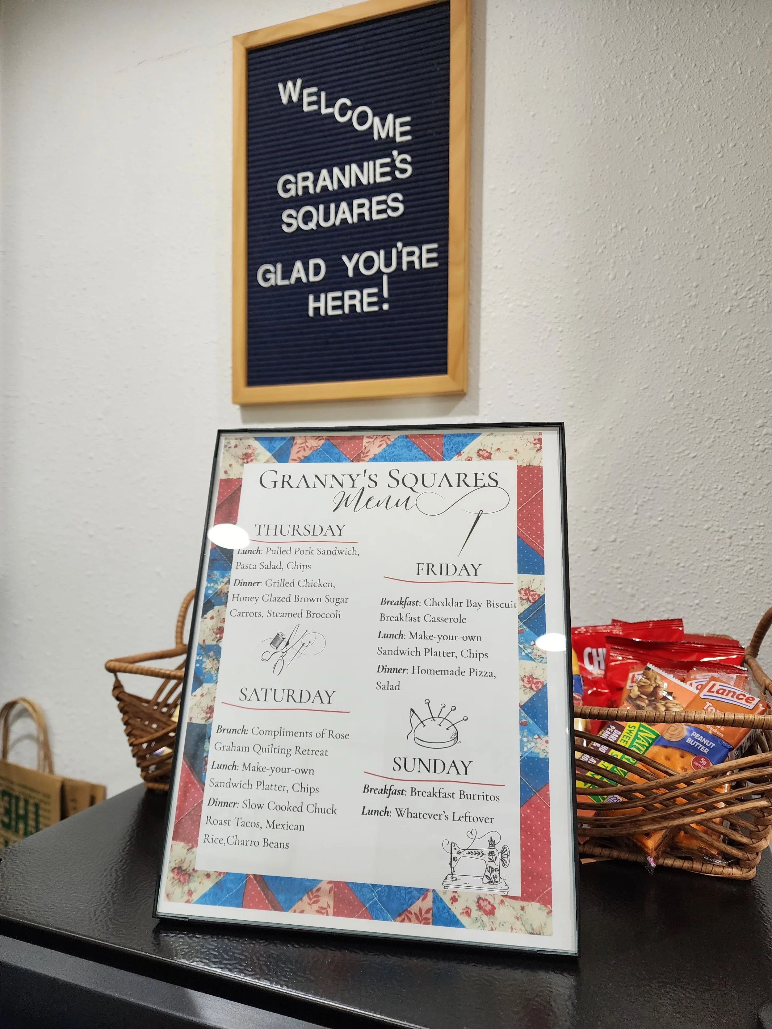 The menu I prepared for our event