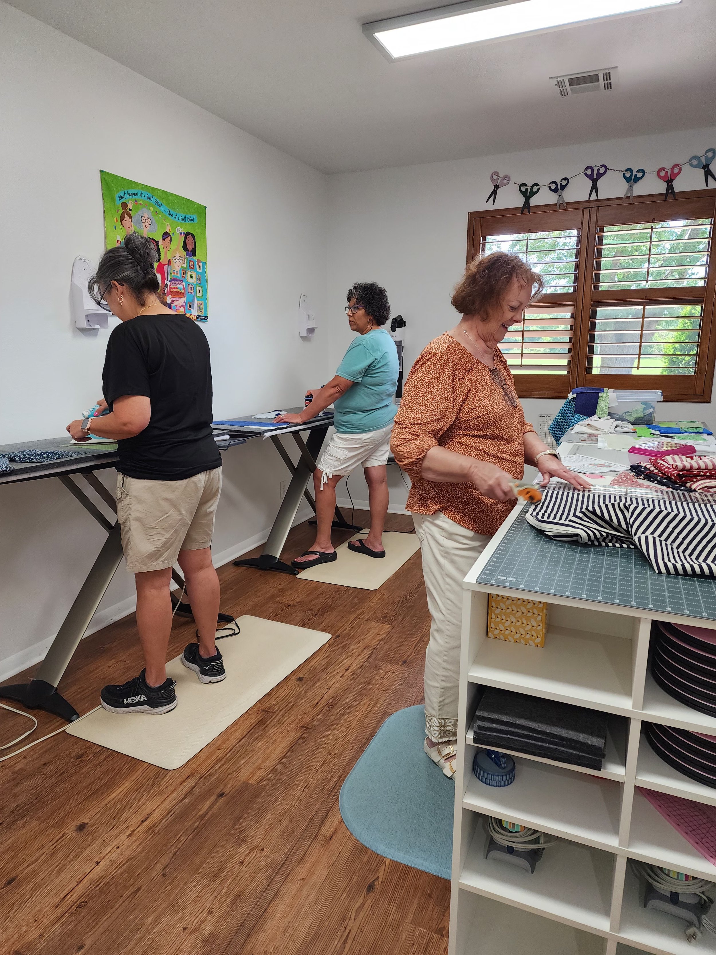 Guests ironing and cutting