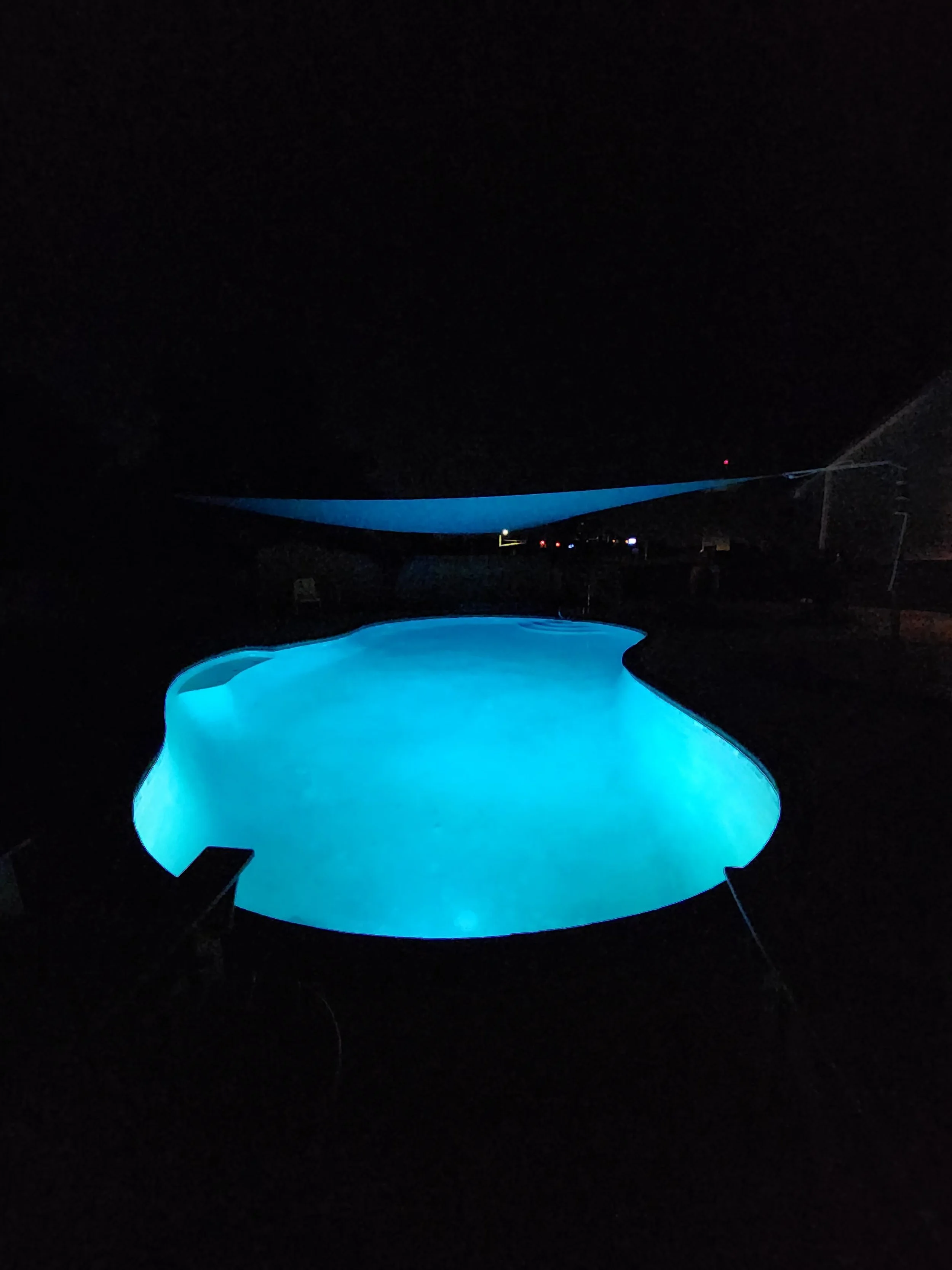 Pool at night, Rose Graham Quilting Retreat, Broken Arrow, OK