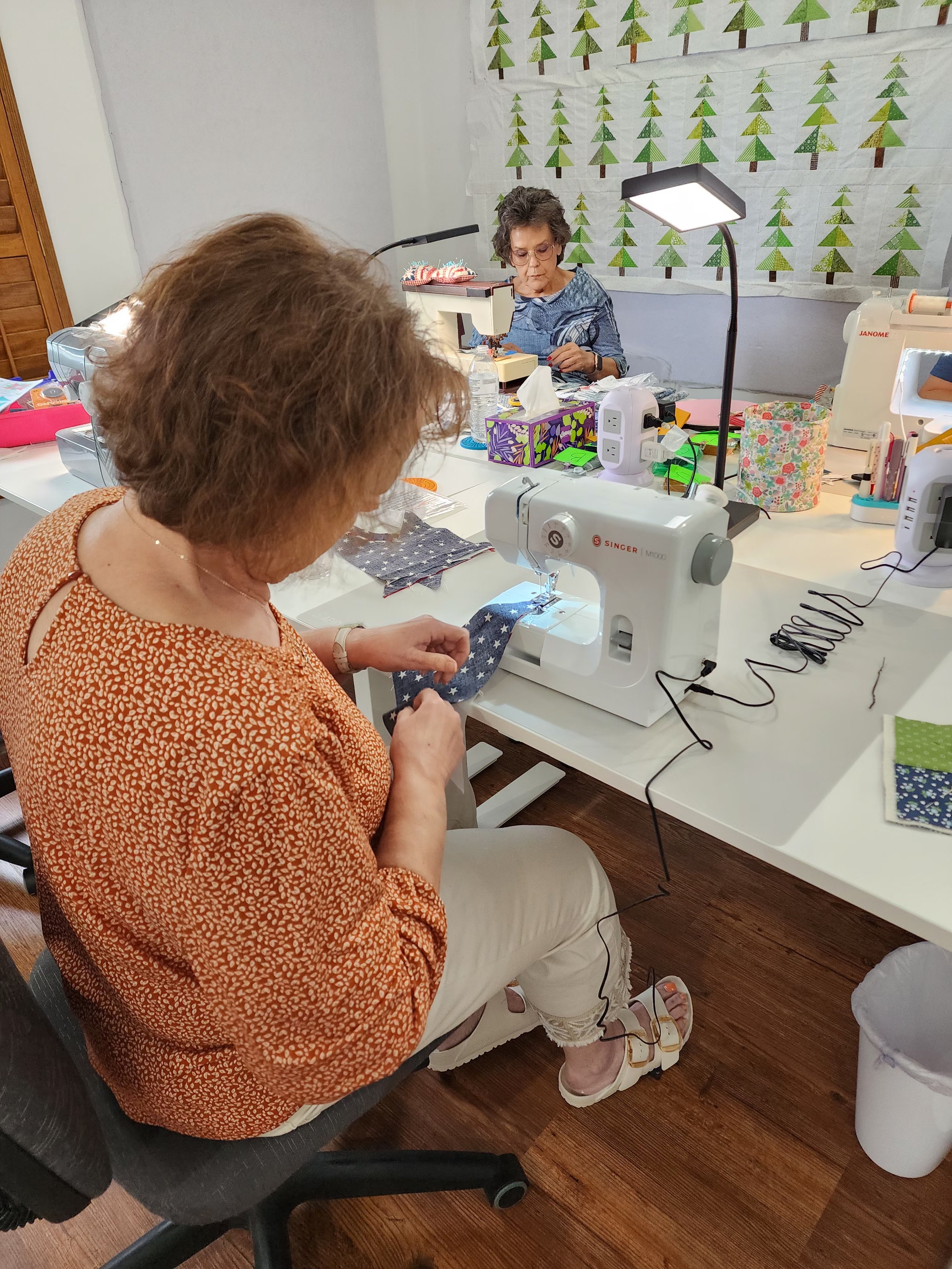 Emma and Rita sewing
