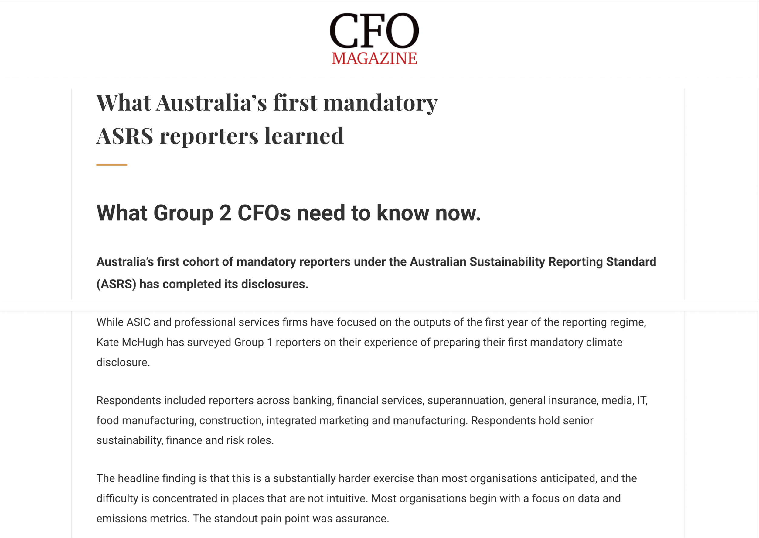 What Australia's first ASRS reporters learned.