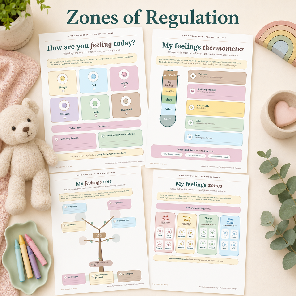 Kids Zones of Regulation Worksheets