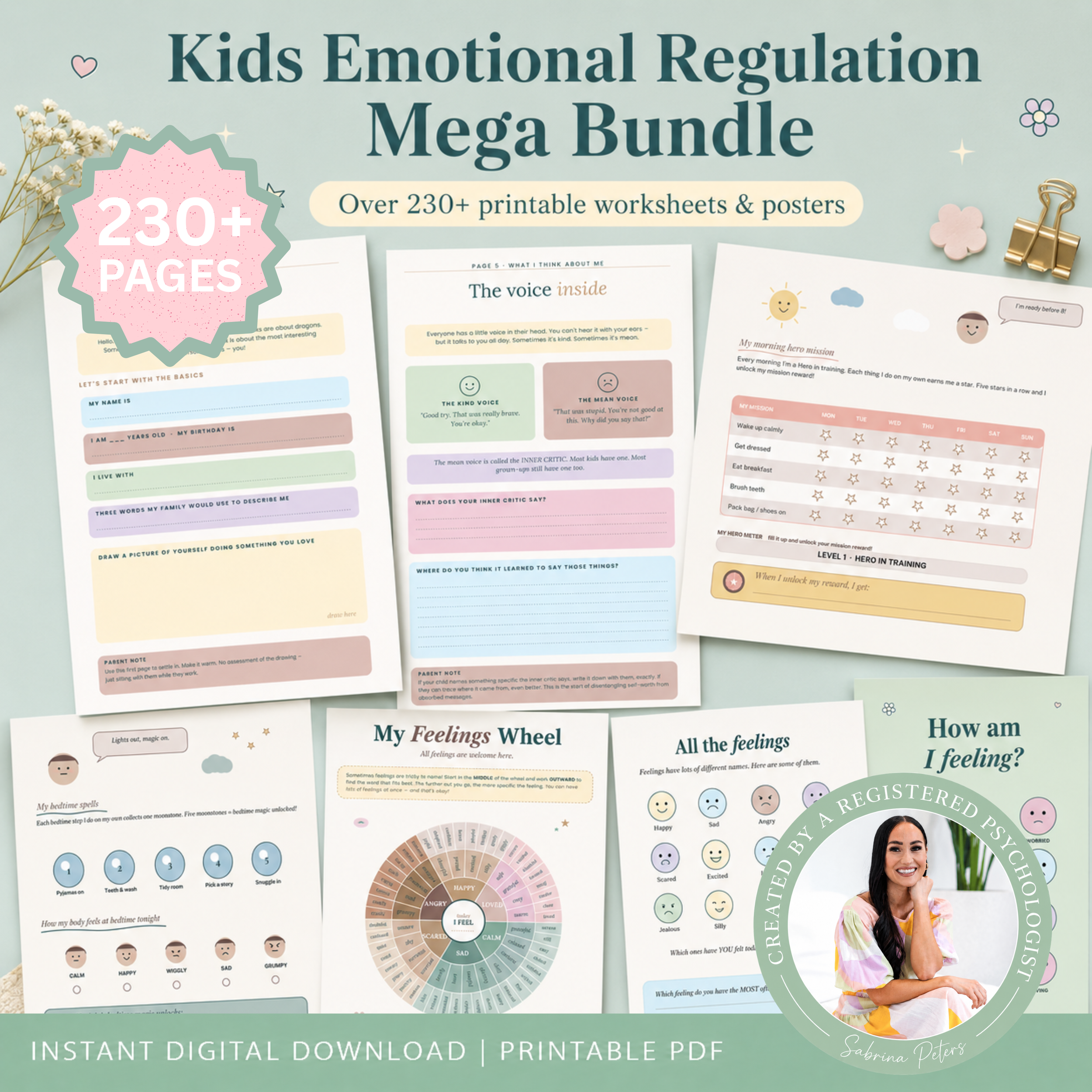 Kids Emotional Regulation MEGA Bundle (225+ printables)