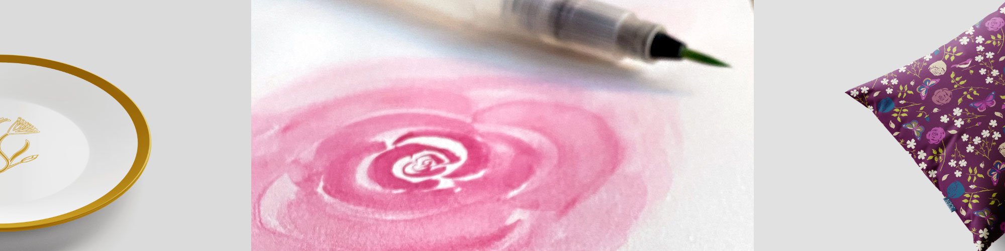 Close-up of a pink rose drawn with a green-tipped marker on white paper. Hand-drawn