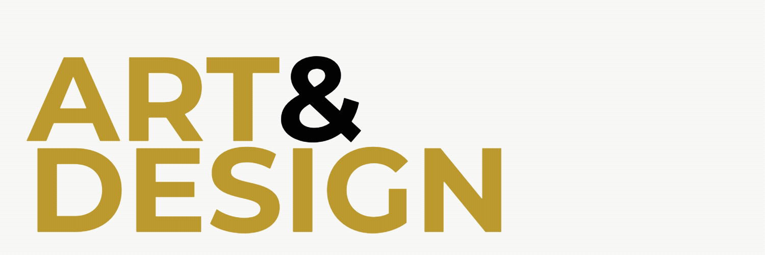 Text reading 'ART & DESIGN' with 'ART' and 'DESIGN' in large gold letters and '&' in black. Melbourne Australia